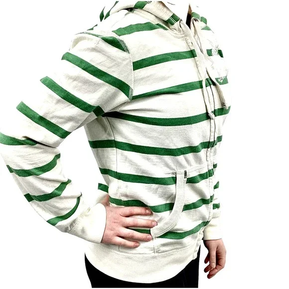 American Eagle Hoodie Women SP Hooded Sweatshirt Sweater Casual White Green - Picture 3 of 8